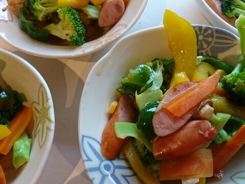 彩り野菜の、カレー風味炒め